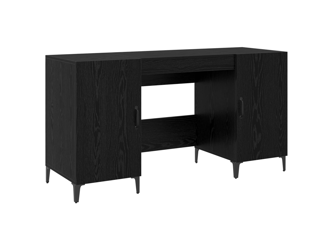 Escritorio | Mesa De Trabajo Roble Negro 140 X 50 X 75 Cm Madera De Ingeniería