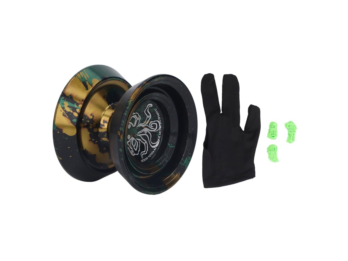Bj-yoyo Ioiô profissional instável de liga metálica com cordas de reposição para crianças, nas cores dourado e preto.