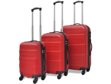 Conjunto de 3 Maletas de Viaje VIDAXL Rígida Rojo (45,5/55/66 cm)