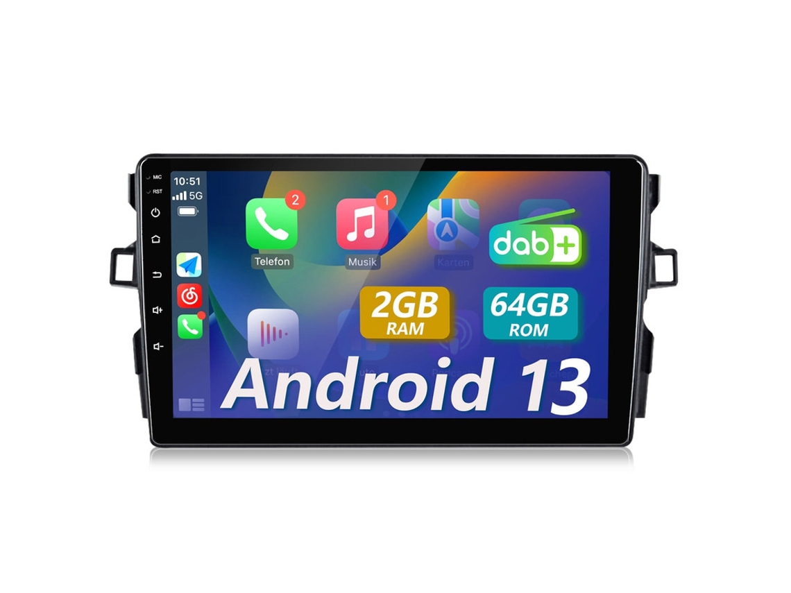 Gps Para Toyota Auris E150 2006-2012 Android 13 Rádio | 9 Hd Ips | Carplay/android Auto Sem Fio | 2gb 64gb | Dsp Áudio