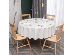 HYMNORA Mantel Redondo 140cm en Off White con Ramas de Pino - 1 Pieza (Recomendado para Mesas con Diámetro Menor a 1m)