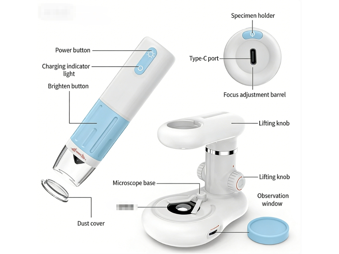 Microscopio Digital Wifi, Lupa Inalámbrica De Alta Definición Para Niños, Microscopio Portátil De 1000x