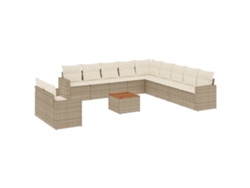 Conjunto de 12 sofás de jardín con cojines de mimbre, beige, EXCLUSIVO DE LA CASA