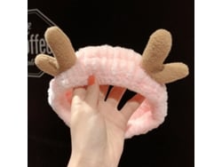 Faixa De Cabelo Para Maquiagem E Lavagem De Rosto Com Antilhos Pequenos Rosa - Macia, Elástica E Amigável À Pele