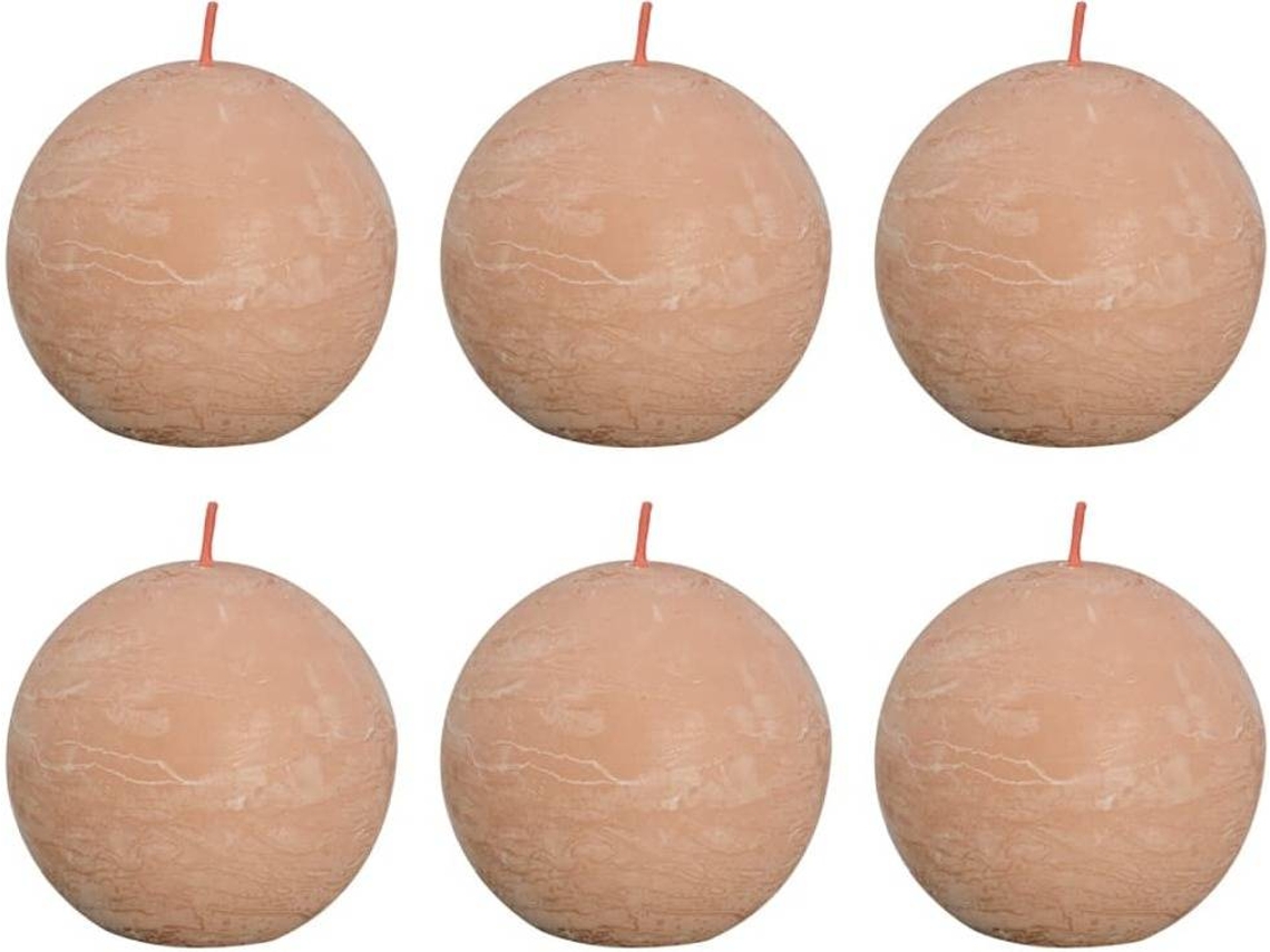 Bolsius Velas de bola rústicas Shine 6 unidades rosa misty 76x71 mm