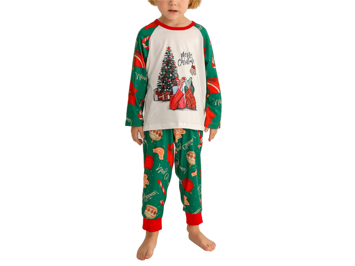 Rebe - Pijama de Natal para Família com Estampa de Árvore, Manga Longa, Gola Redonda, Tamanho 3-4A