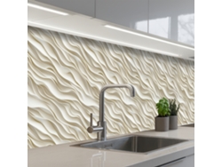 Paneles para salpicadero de cocina con diseño ondulado - Blanco - Minimalista 400x80 cm