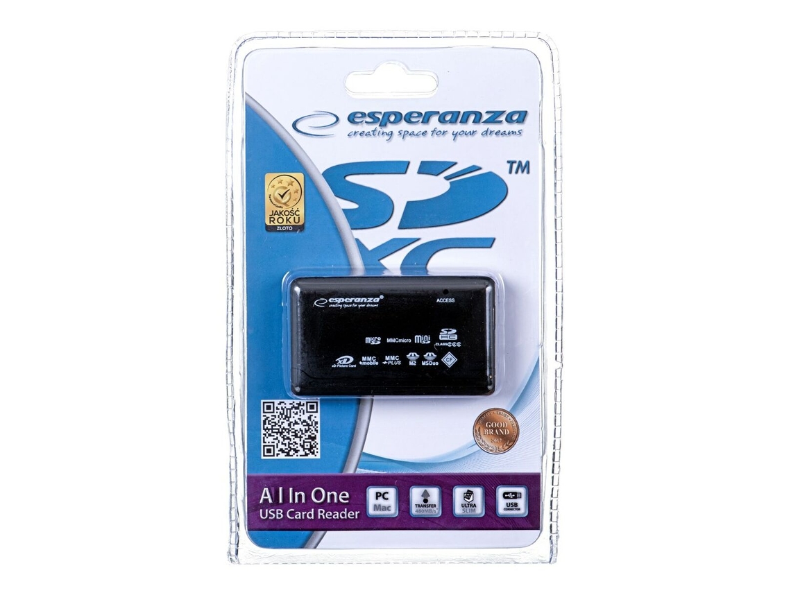 Lector de Tarjetas Externo ESPERANZA EA117 Negro