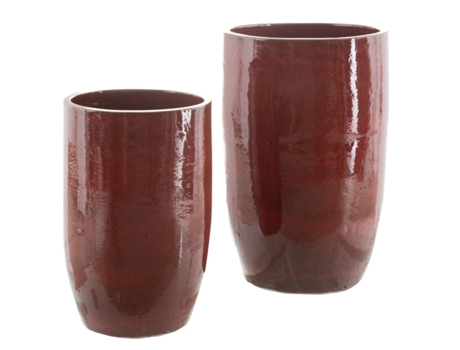 Maceta 52 x 52 x 80 cm Cerámica Rojo (2 Unidades)