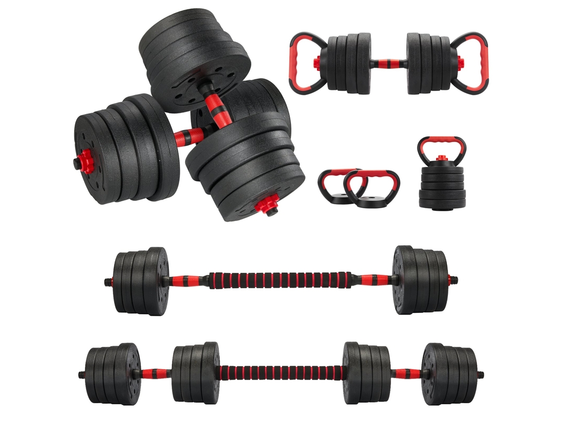 Juego De Mancuernas Ajustables 6 En 1 De 30 Kg, Pesas Rusas, Mancuernas, Barra Y Soporte Para Flexiones.