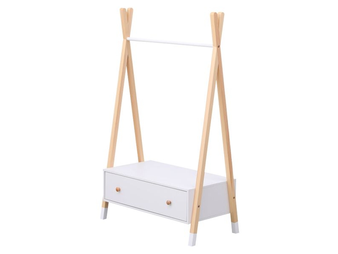 Perchero Blanco De Madera Con Cajón Para Niños Lou