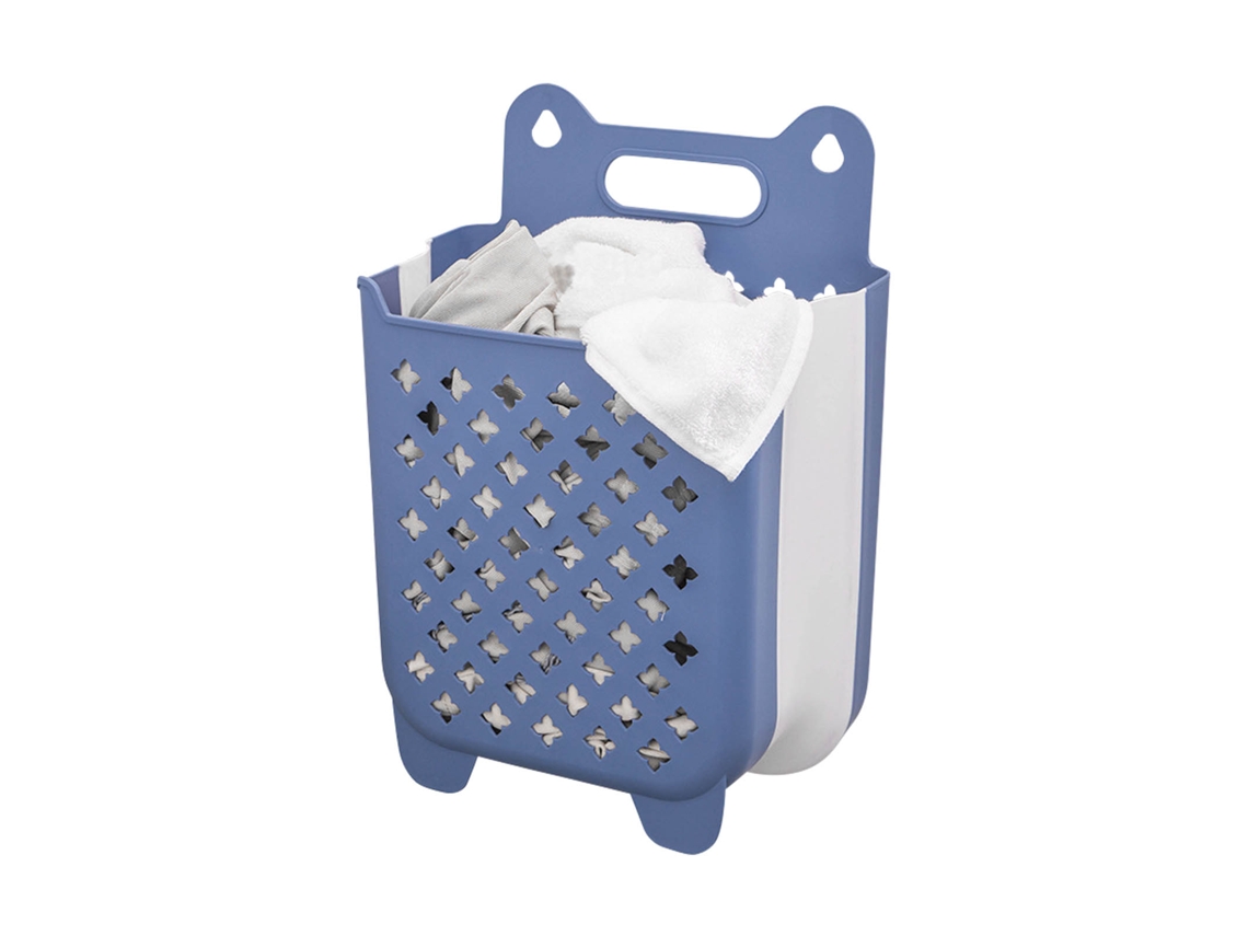 2026-cesta De Ropa Plegable De Pared Con Gran Capacidad Canasta Colgante Para Ropa Sucia Azul L