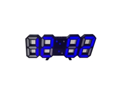 Reloj de pared digital LED 3D con alarma para el hogar y la oficina, letras azules.