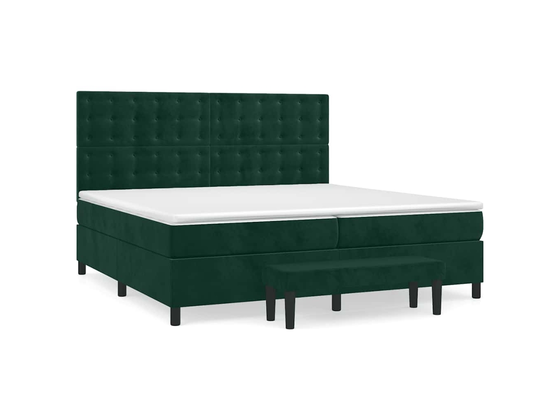 Maison Exclusive - Cama Box Spring Con Colchón Terciopelo Verde Oscuro 200x200 Cm