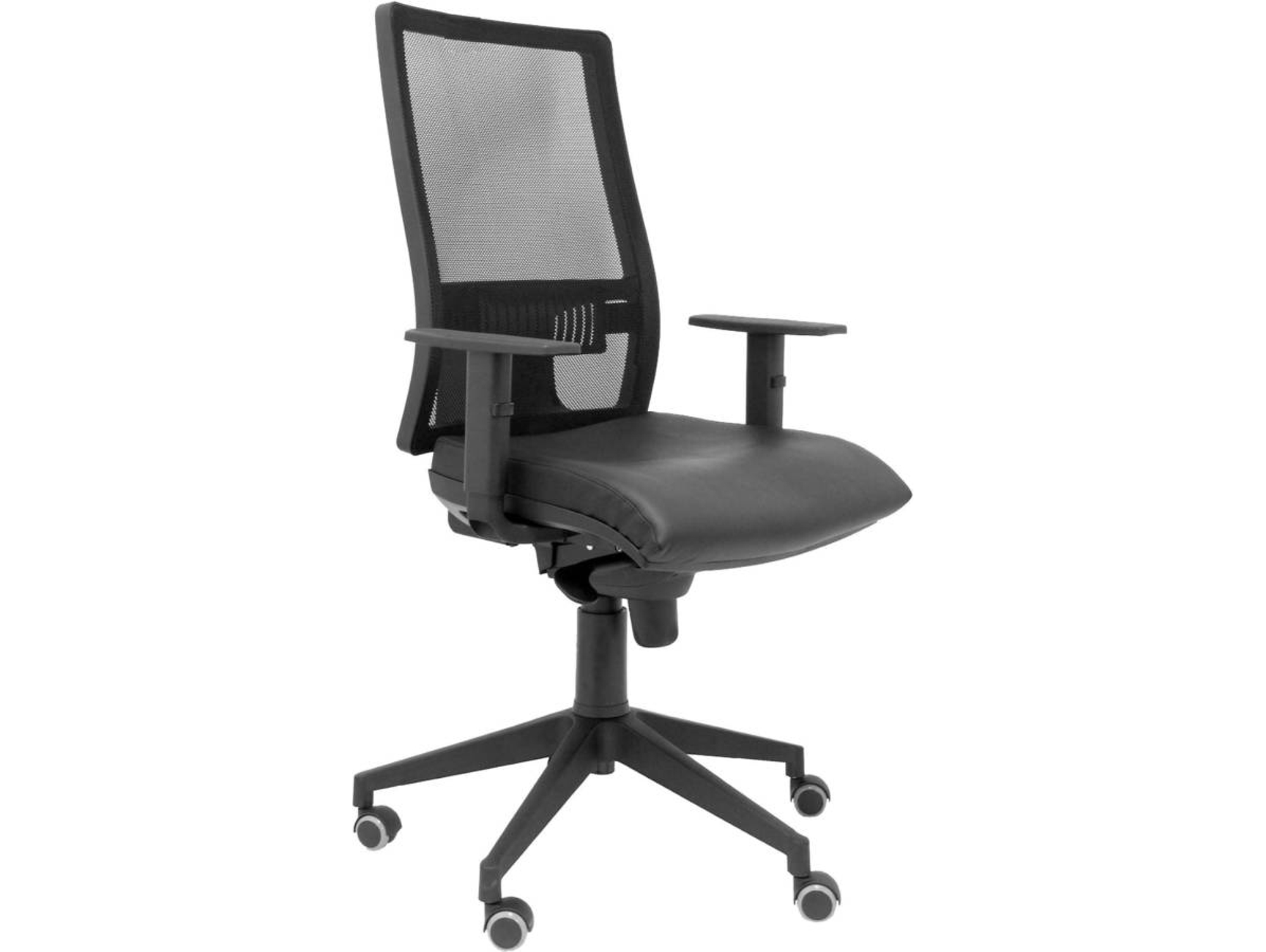 Silla de Escritorio Operativa PIQUERAS Y CRESPO Horna Negro con ruedas de parqué (Brazos ajustables - Piel)