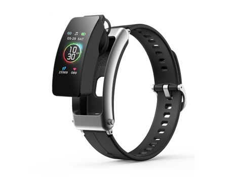 Smartwatch K30 0,96 '' Banda de silicona Auricular desmontable Vida resistente al agua Soporte Llamada Bluetooth (Negro Plata)
