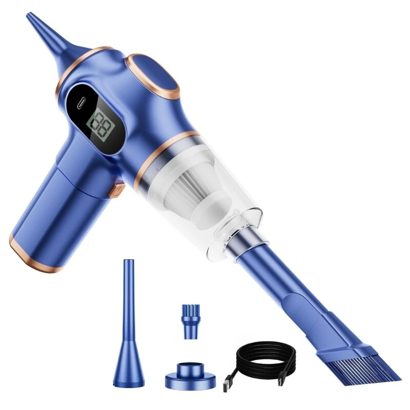Aspiradora Digitallab para coche, recargable, tamaño pequeño, limpieza profunda (azul)