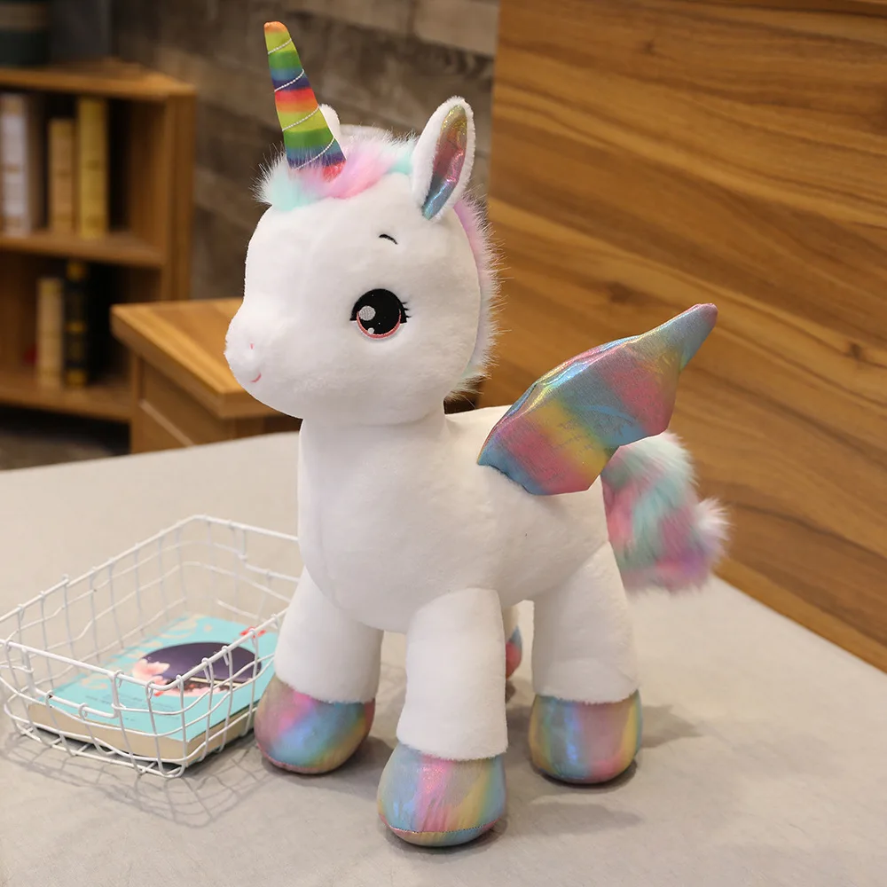 Unicornio de peluche suave y adorable, Dreamy Rainbow MDUG (blanco, 80 cm)