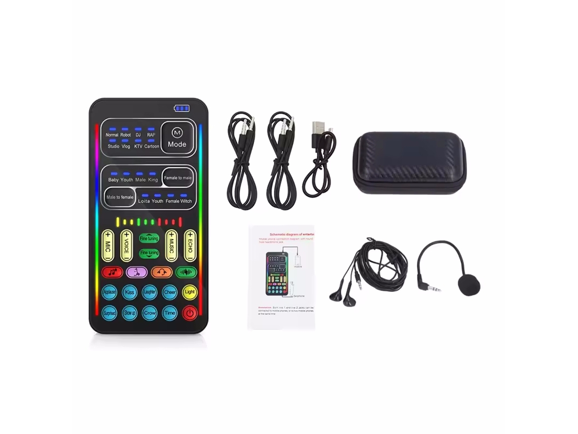 Micrófono Bluetooth con función de cambio de voz, minikit de grabación y mezclador. Mdug (con estuche).