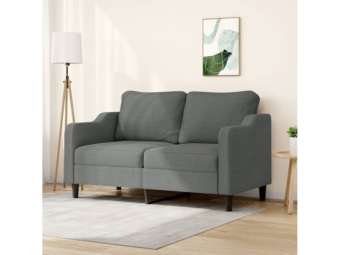 Sofá De 2 Plazas De Tela Gris Oscuro 140 Cm