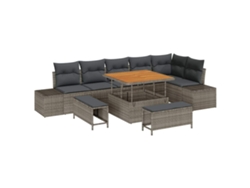 Maison Exclusive - Conjunto de sofás de jardín de 9 piezas, ratán sintético gris