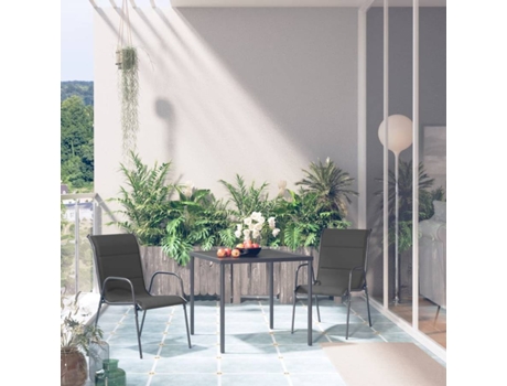 Conjunto 3 de comedor de jardín de acero negro VIDAXL