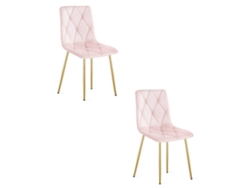 Silla De Comedor Juego De 2 Piezas Tyra Asiento Rosa Claro, Patas Color Madera, Asiento Acolchado, Asiento Ergonómico