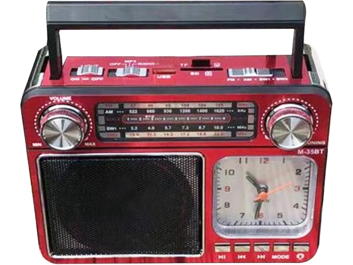 Radio inalámbrica con altavoz, radio AM/FM con excelente recepción, reloj integrado, USB, reproductor MP3 con luz, senderismo Jortmrd