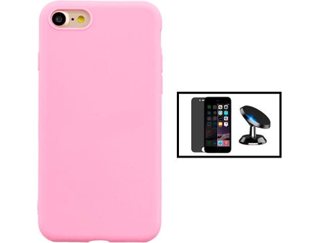 Kit Carcasa + Protector de Pantalla Privacidad + Soporte iPhone SE 2022 G4M Rosa