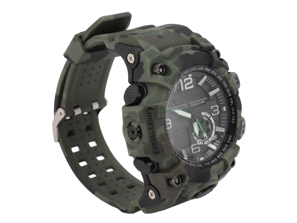 Reloj Deportivo (resistente Al Agua 5atm, Zona Horaria Dual) Reloj Con Gran Pantalla Luminosa De Doble Display Grande