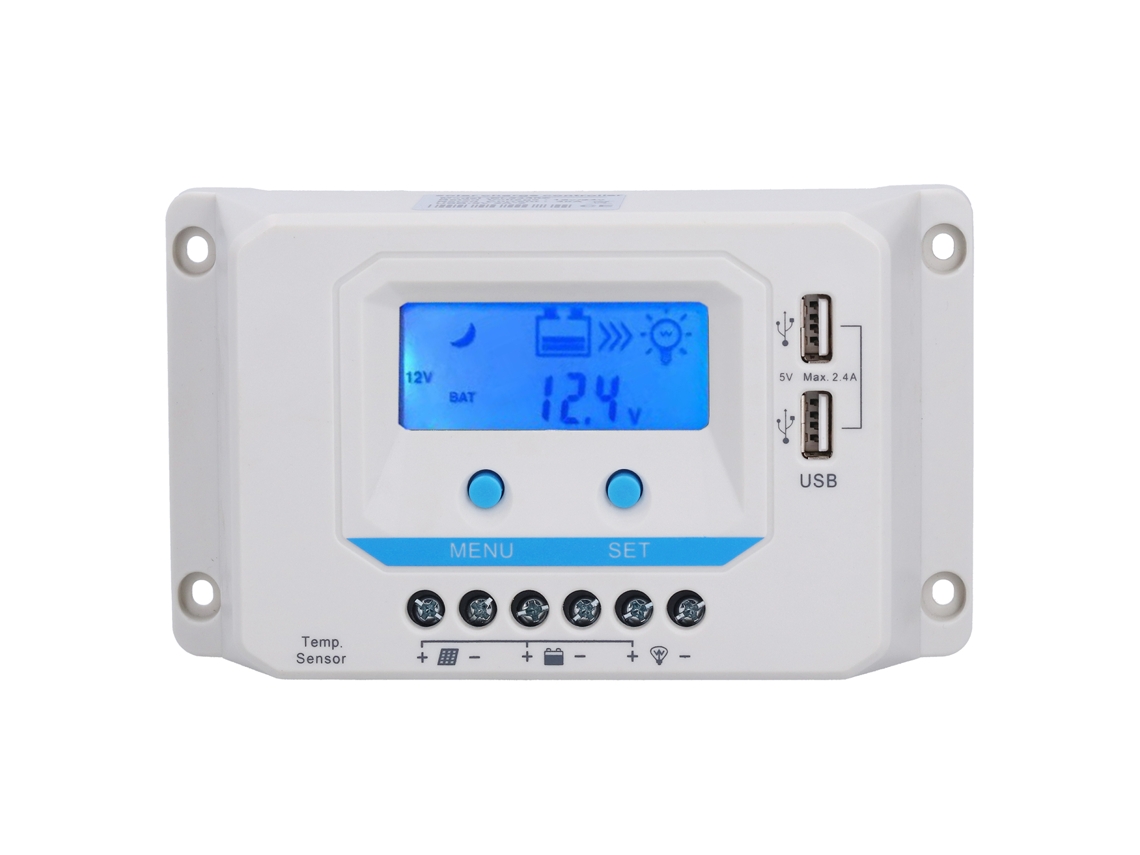 Controlador De Carga Solar Pwm 30a El2430z 12v/24v Con Pantalla Lcd, Material Abs, Uso Doméstico.