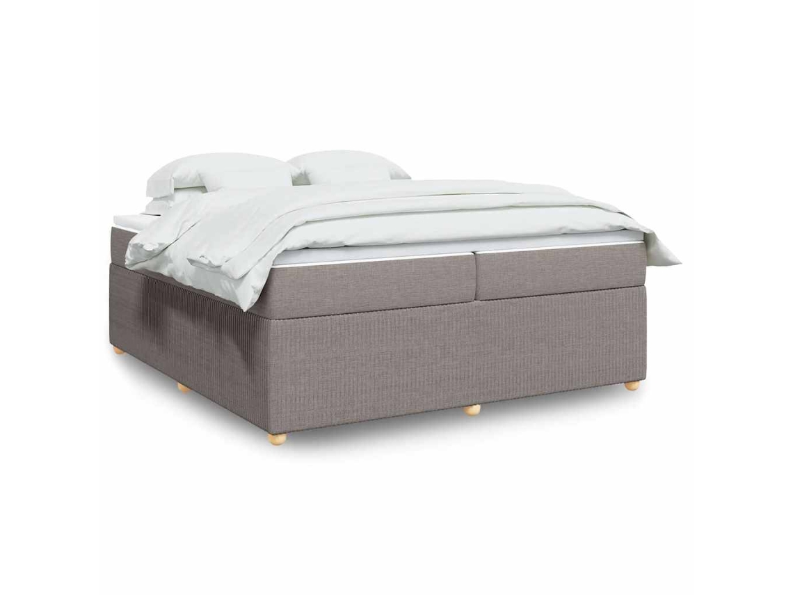 Cama Box Spring Con Colchón Tela Gris Taupe 200x200 Cm