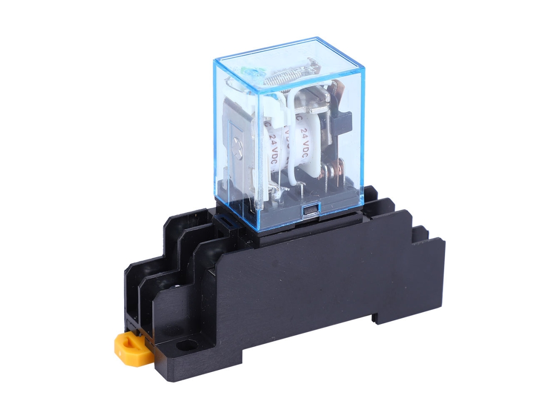 Relé De Potencia De Bobina Autoajustable Dpdt De 8 Pines Ly2nj (24 V Cc) Con Base Ptf08a