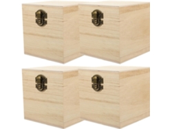 Cajas Cuadradas Madera Cerradura Juego 4 Almacenamiento Decorativas Aleación Joyas Relojes Recuerdos Zinc Bebé