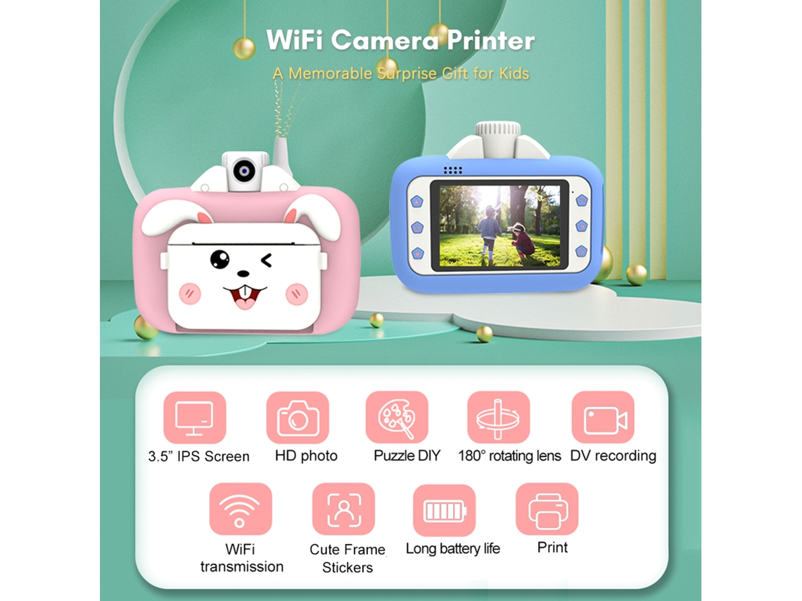 Cámara Infantil Bisofice 1080p Con Impresión Térmica, Pantalla Ips De 3,5" Y Ángulo De Visión De 180°, Lente 4k, Regalo Divertido Para Niños Y Niñas.