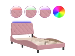 Maison Exclusive - Estructura De Cama Con Led Sin Colchón Terciopelo Rosa 100x200 Cm