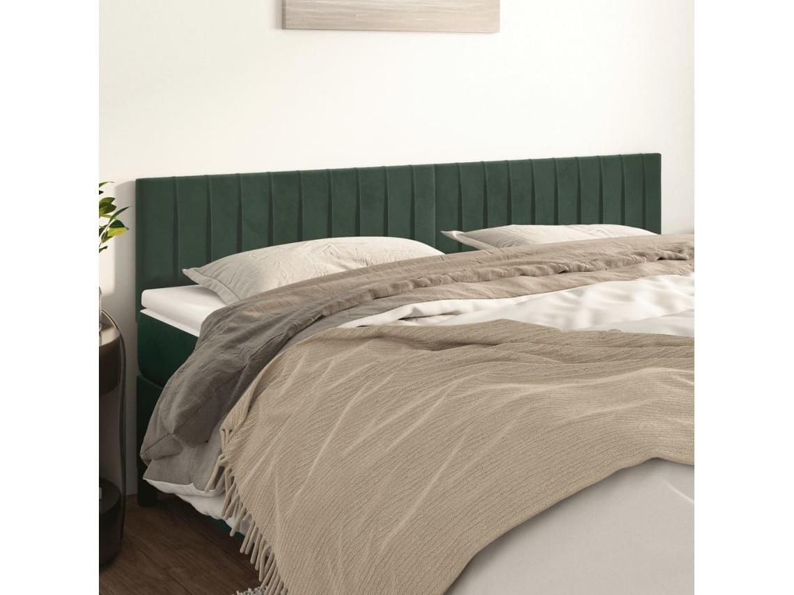 Cabeceros 2 Unidades De Terciopelo Verde Oscuro 90x5x78/88 Cm