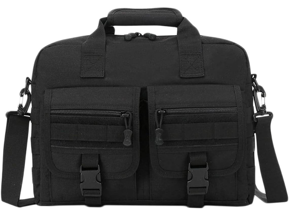 Bolso Para Portátil De Nailon Negro, Multifuncional, Con Correa Ajustable Para El Hombro Y Diseño Sencillo.
