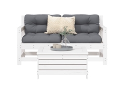 3 Pcs Conjunto Sofás De Jardim Madeira De Pinho Macíça Branco Dkd Decoración Del Hogar