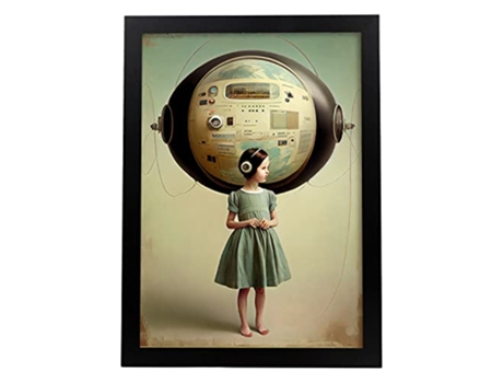 NACNIC Poster Radio En Estilo Surrealismo Cinematográfico Ilustraciones Y Grabados De Historieta Abstracta Y Artística A3 Marcos Negros