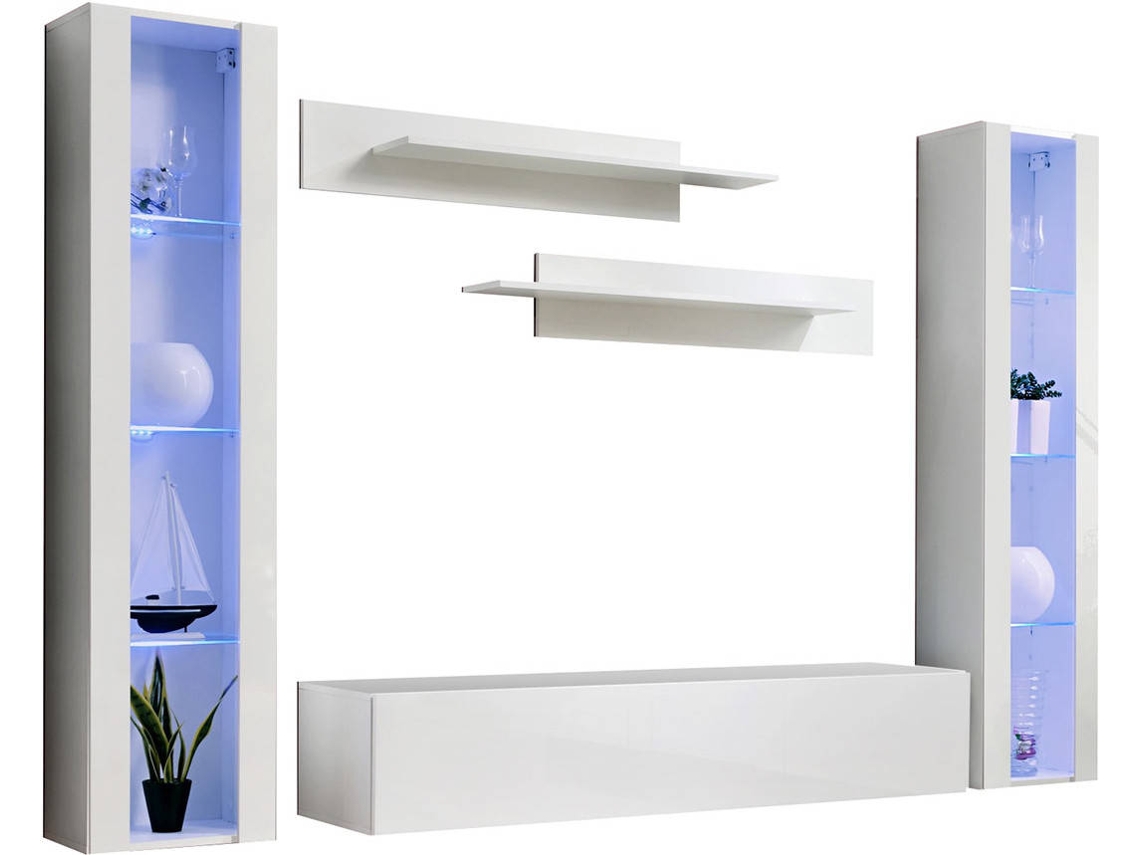 Conjunto de Muebles de TV MÓVEIS BONITOS Nora (Blanco - 260x40x160 cm)