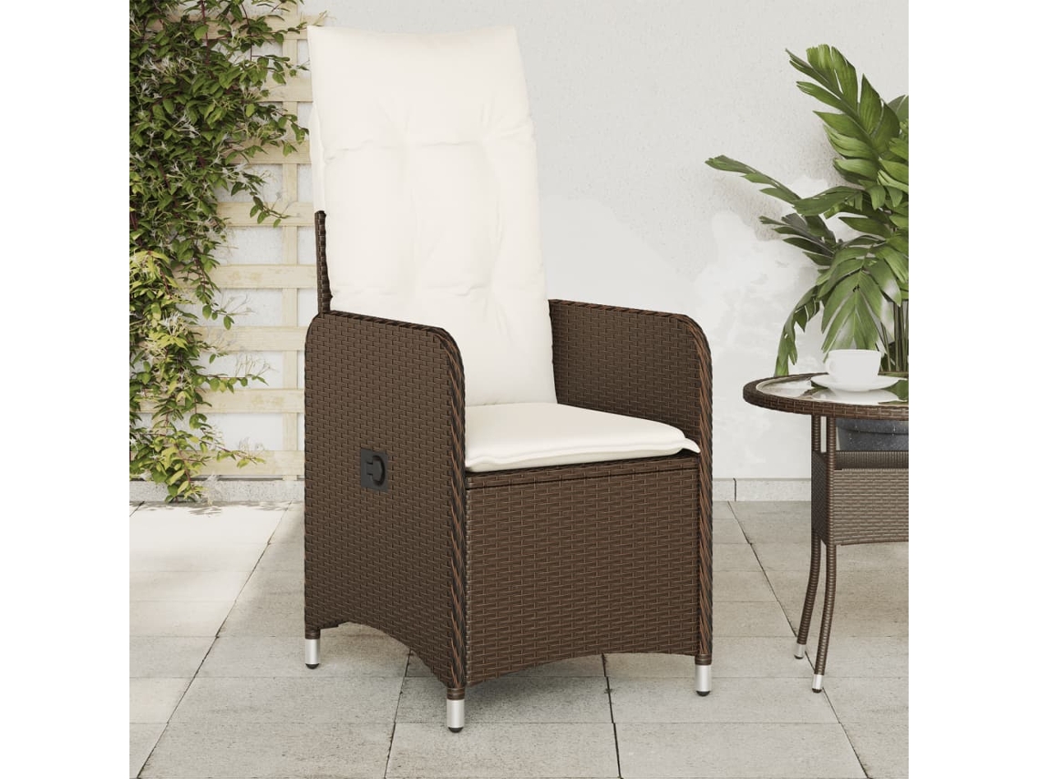 Sillas de jardín reclinables de 2 piezas DKD Home Decor con cojines de mimbre marrón