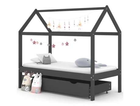 Estructura de cama infantil VIDAXL Gris Madera (160x80x140 cm)