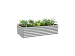 Relaxdays Huerto Elevado De Metal Galvanizado Para Flores, Plantas Y Hortalizas, 57x240x90 Cm, Plateado