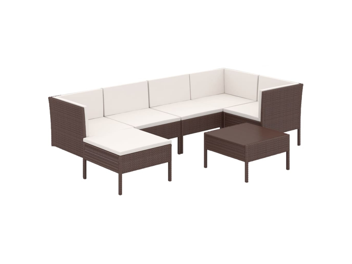 Maison Exclusive - Set Muebles De Jardín 7 Pzas Y Cojines Ratán Sintético Marrón
