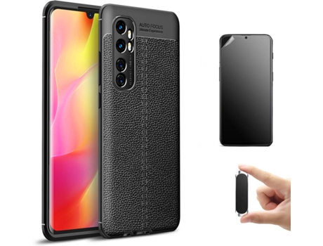Kit Carcasa, Protector y Soporte Xiaomi Mi Note 10 Lite Ultimatte Rugged Leather Negro