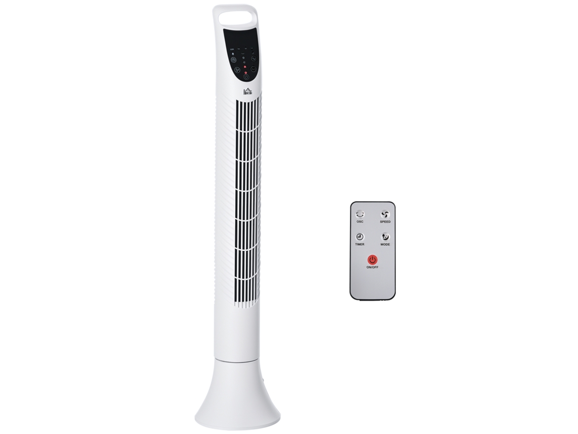 Ventilador De Torre Oscilante Silencioso, 40w, Mando A Distancia, Panel Táctil, 3 Velocidades, 91,5 Cm, Blanco
