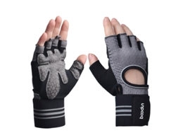 (gris L) Guantes De Ciclismo Con Botón De Medio Dedo, Fabricados En Silicona, De Colores Vivos, Antideslizantes Y Transpirables.
