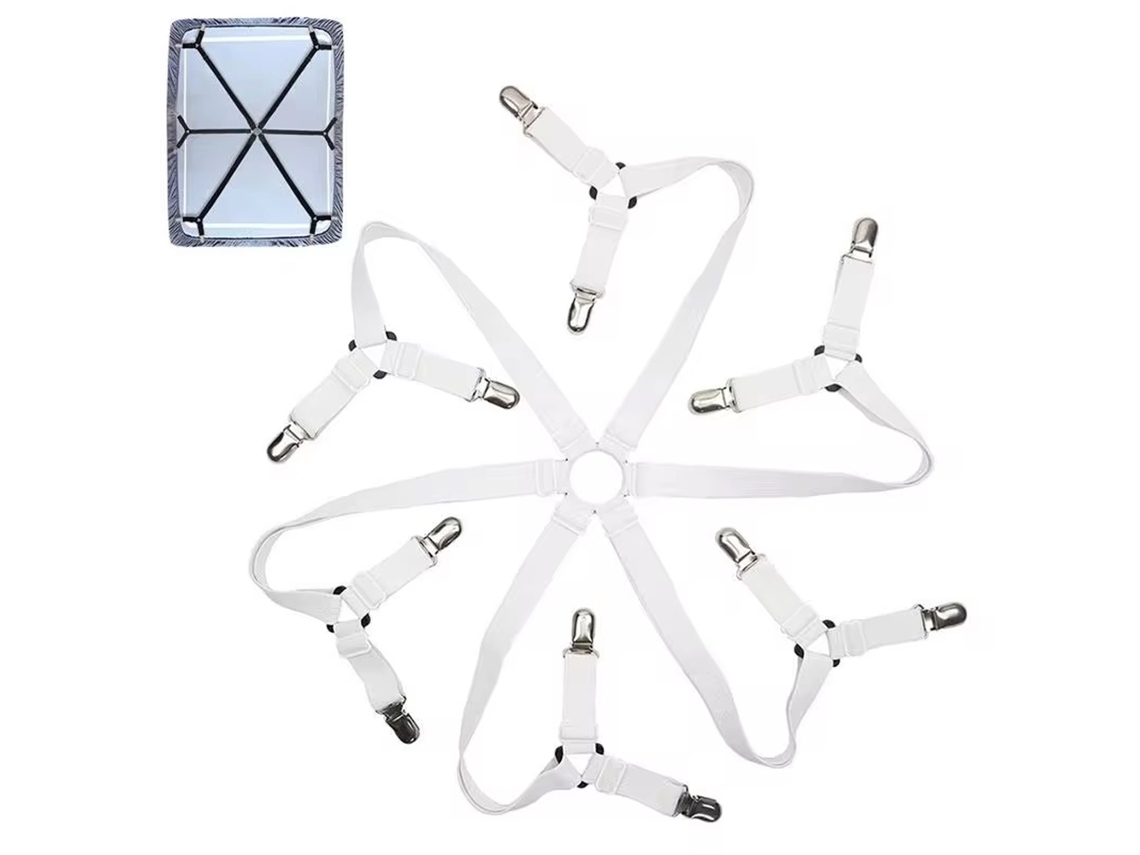 Sujetador De Sábanas Ajustable Con 12 Clips Elásticos Para Asegurar Las Mantas Y Evitar Que Se Resbalen.