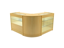 Mostrador comercial MonsterShop Hera, arce, K900C900CM60, MDF y vidrio templado